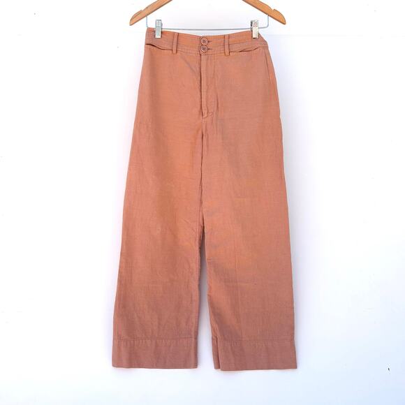 Apiece Apart Merida High Waisted Wide Leg Pants Pink Clay Cotton Size 4 - Picture 2 of 10